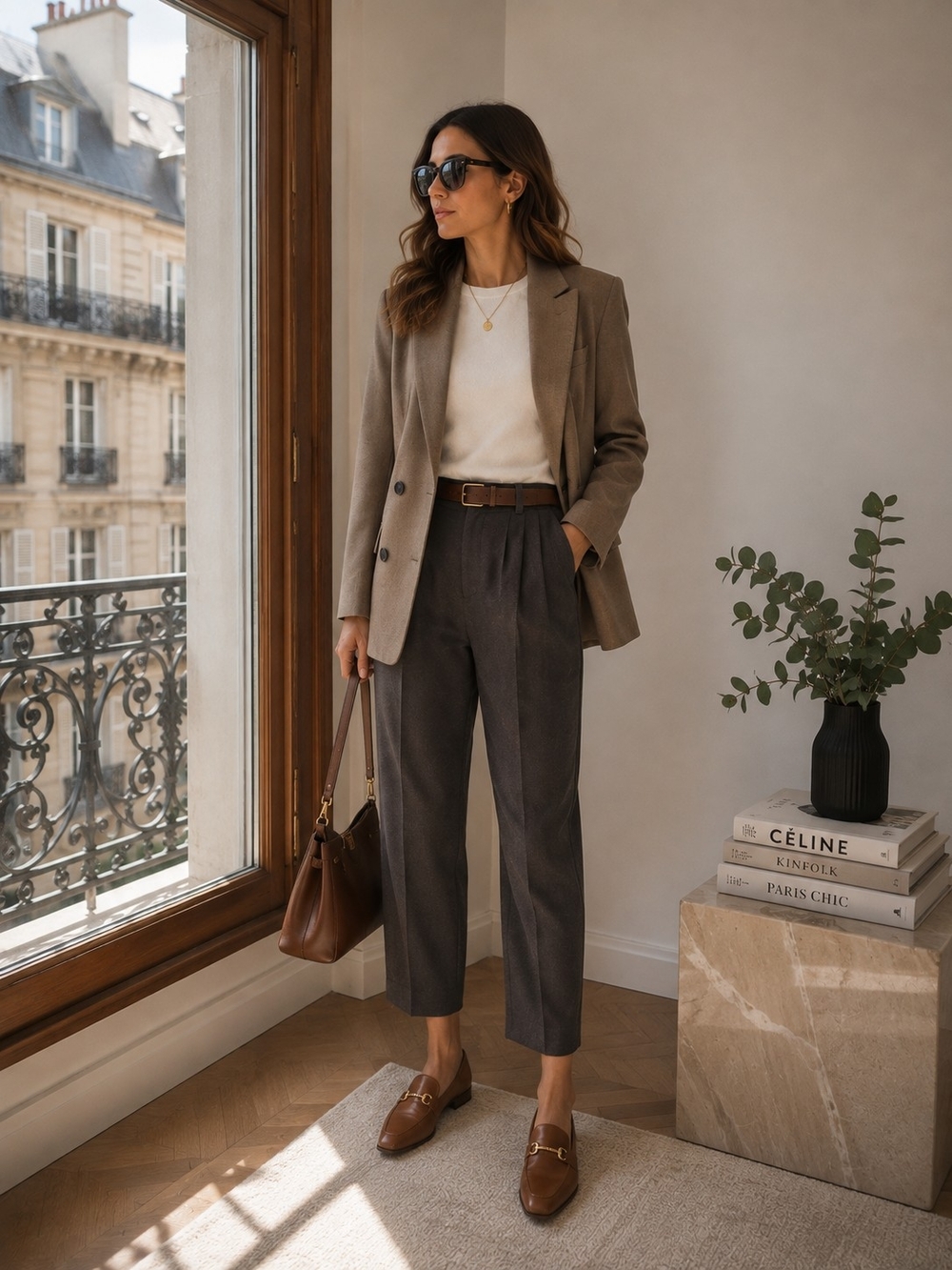 MANGO Tailored High-Waist Wool Blend Trousers Pants in Charcoal
